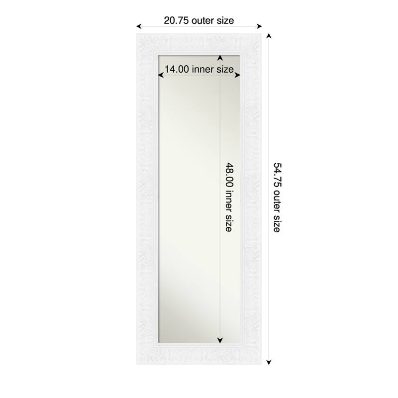 Luxe Non-Beveled Framed Full-Length On the Door Mirror - 21 x 55 in - Luxe White