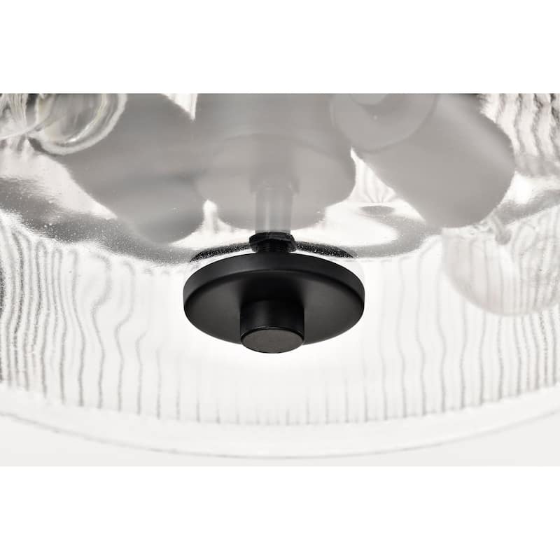 Grayson Small Flush Mount Matte Black Finish Clear Ribbed Glass - Matte Black