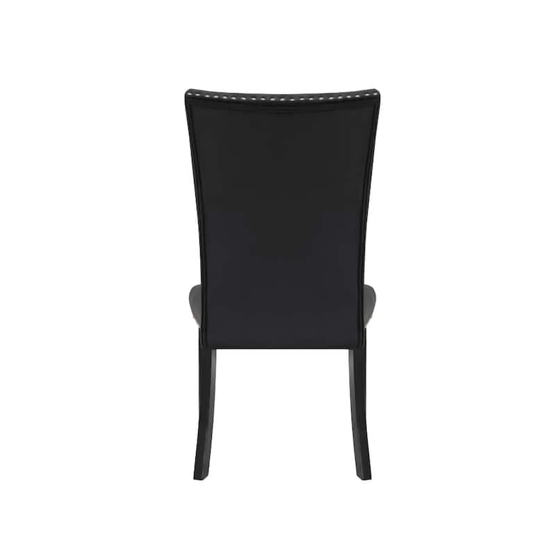 Set of Two Black Velvet Upholstered Dining Side Chairs with Nailhead Trim - 27” x 20.25” x 40.75”