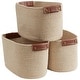 preview thumbnail 7 of 48, 3 Pack Woven Cotton Rope Shelf Storage Basket with Leather Handles, Baby Nursery Storage Bin Organizers, Closet Shelf Storage Multi-Brown