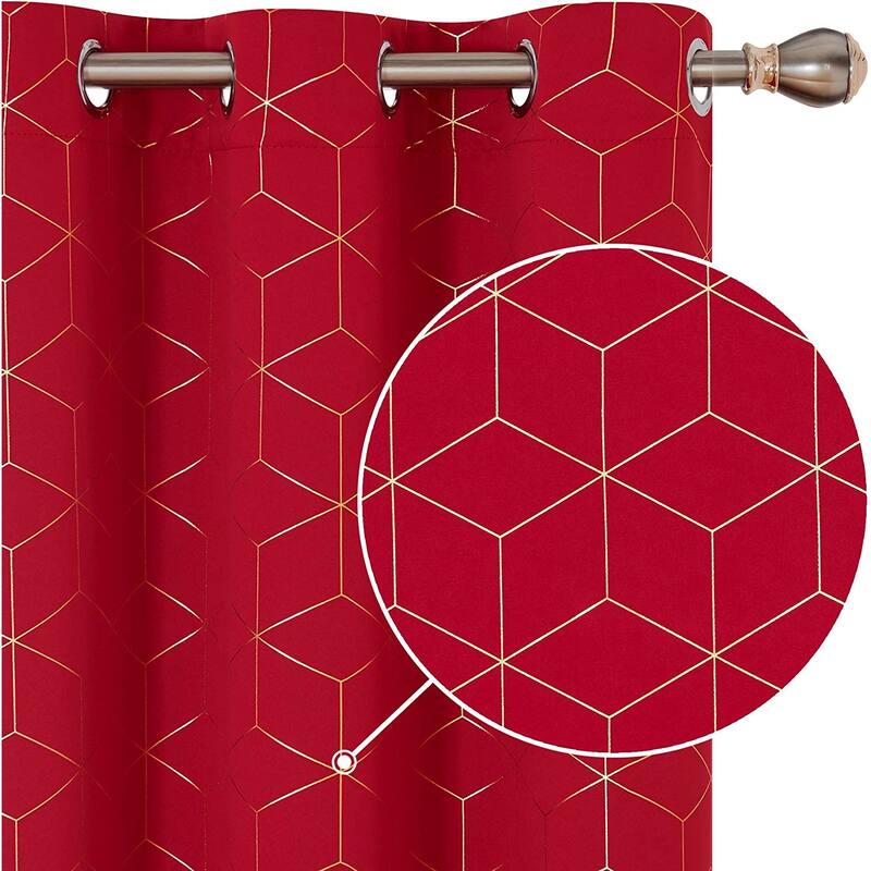 Deconovo Colorful Blackout Gold Honeycomb Curtains 42 Width(2 Panel)