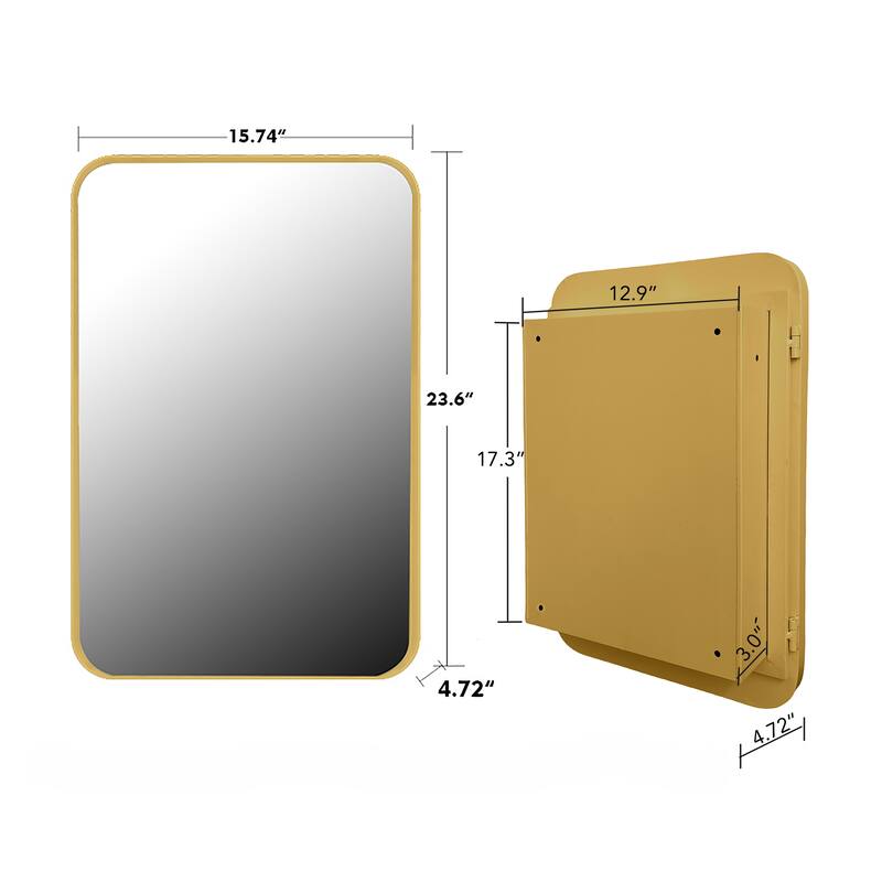 Wall Mount Metal Framed Medicine Cabinet with Storage