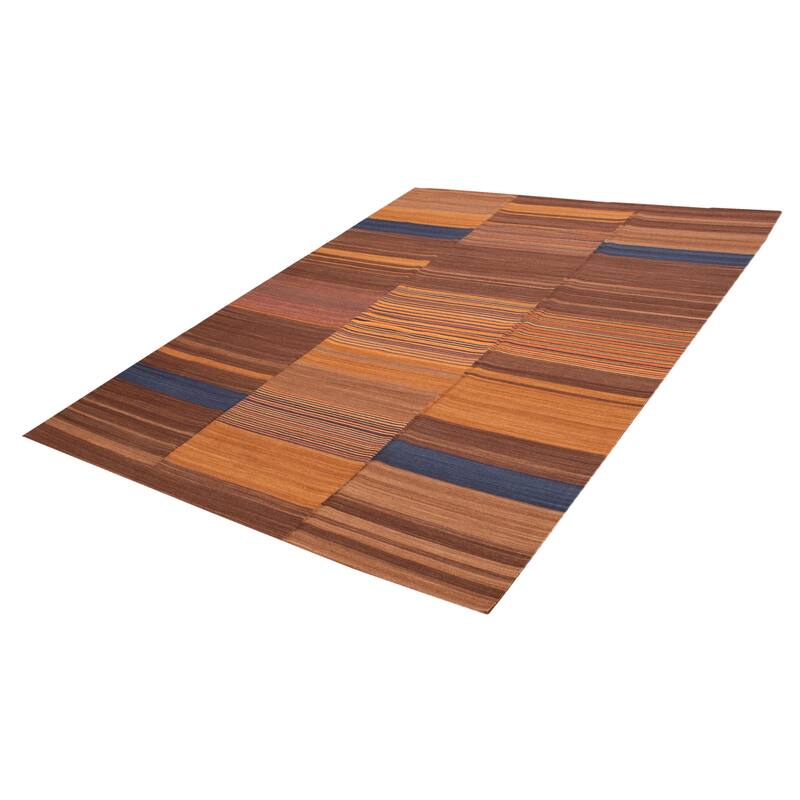 ECARPETGALLERY Flat-Weave Boho Brown Wool Kilim - 9'0 x 11'11