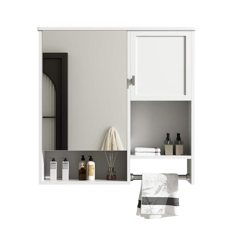 29'' x 28'' Modern Wall Mounted Bathroom Medicine Cabinet, Over the Toilet Space Saver Cabinet with Towels Bar