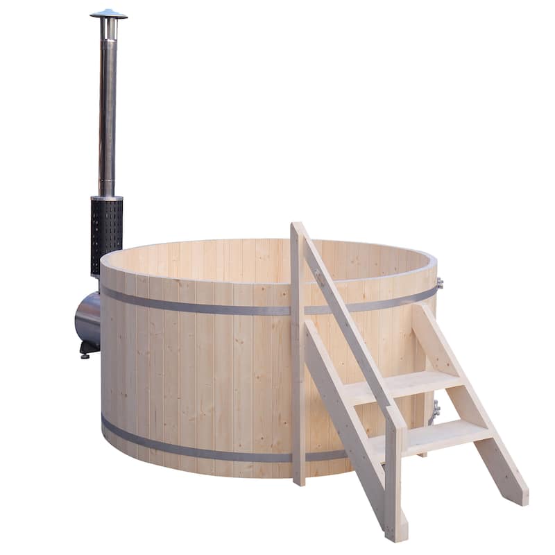 ALEKO Pine Hot Tub and Ice Bath 4-5 Person with Wood-Fired Heater