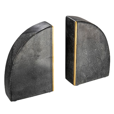 Arched Marble Bookends with Brass Detail - 5.5"L x 1.5"W x 7.0"H