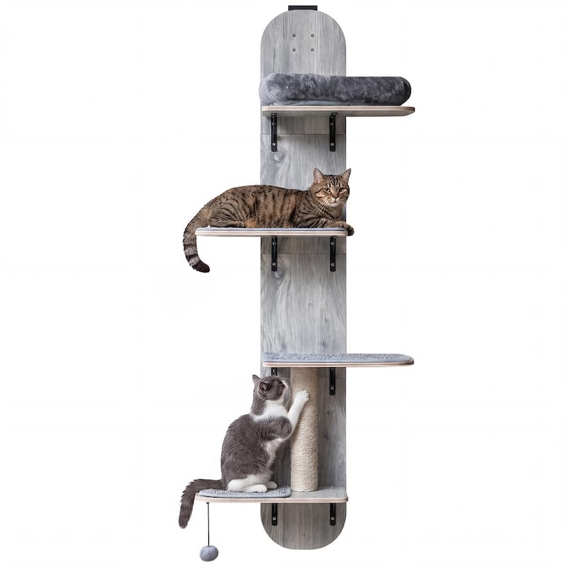 Gymax Door Hanging Cat Climber w/Plush Bed Scratching Post Carpeted