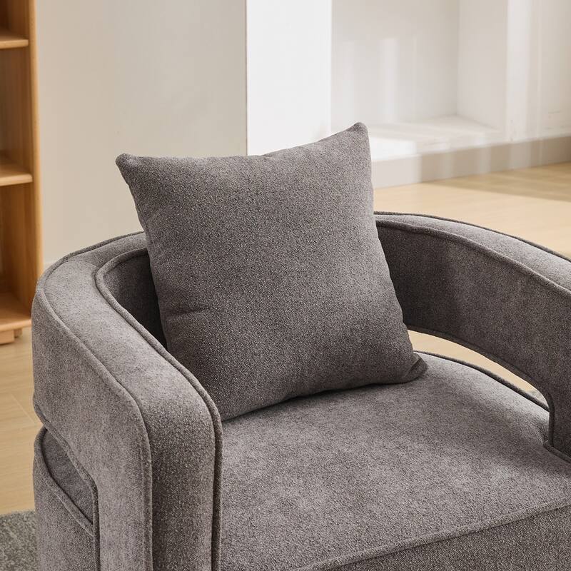 29.1"W Swivel Accent Open Back Chair With Weathered Base