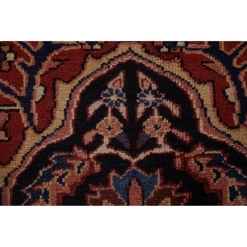 Vintage Vegetable Dye Persian Heriz Area Rug Hand-knotted Wool Carpet - 9'9" x 13'1"