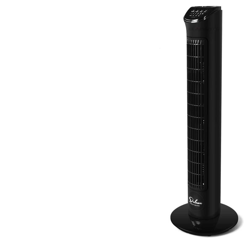 Black Standalone 32 in. Floor Fan with Remote Control - Black