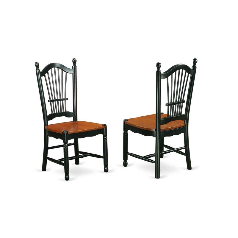 HomeStock 7-Piece Black and Cherry Finish Solid Wood Top Dining Table with 6 Chairs with Lattice Back