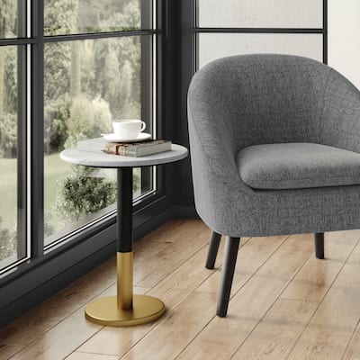 WYNDENHALL Ryan 16" Wide Modern Side Table in Genuine Marble and Iron - 15.7" d x 15.7" w x 21" h