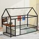 preview thumbnail 2 of 34, Metal House Bed Frame, Kids Montessori Bed Floor Bed with Side Desk, Power Outlets and USB Ports