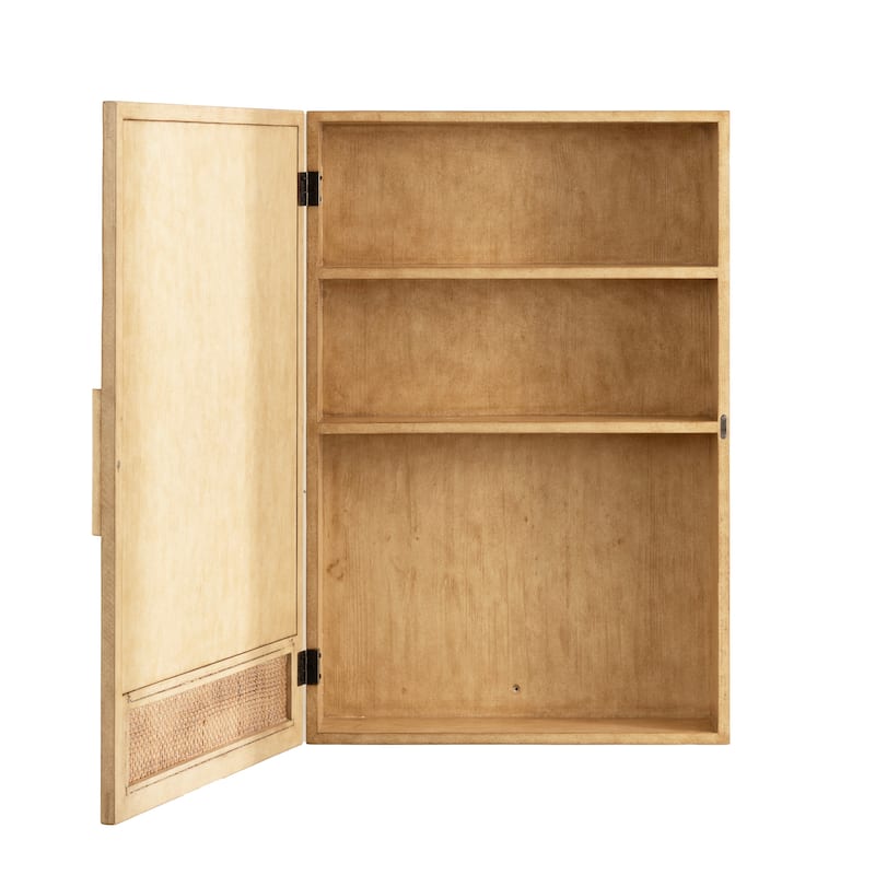 Kate and Laurel Ori Rattan Mirror Vanity Cabinet - 20x30