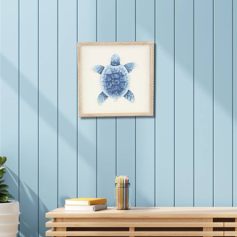Coralia Blue Metal Sea Turtle Relief Wall Art