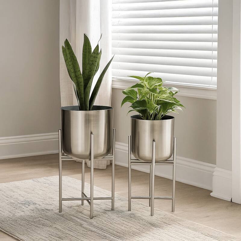 Aira Set of 2 Planters Foldable Metal Stand