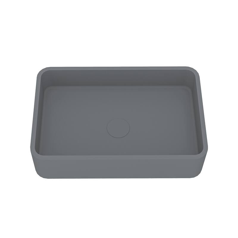 CASAINC Concrete Art Basin Rectangular Bathroom Vessel Sink with The Same Color Drainer - Blue Ashes
