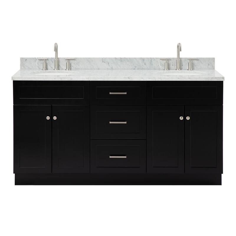 Ariel F067DCW2OVO Hamlet 67" Free Standing Double Basin Vanity Set - Black