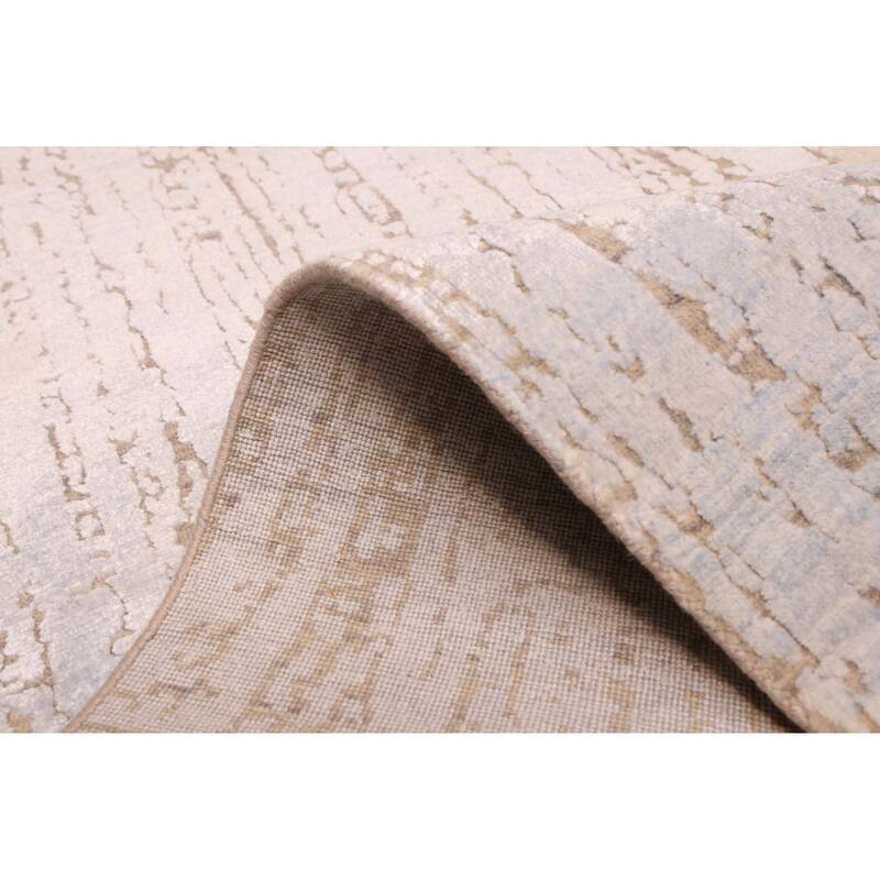 ECARPETGALLERY Hand-knotted Legacy Light Blue, Light Grey Silk, Wool Rug - 2'5 x 12'0