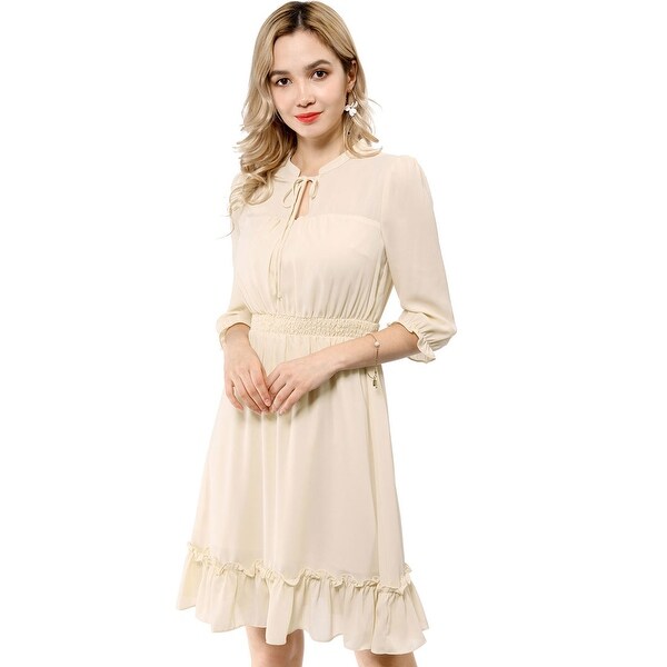 Women's Ruffle Hem 3/4 Sleeve A-Line Short Chiffon Dress. Opens flyout.