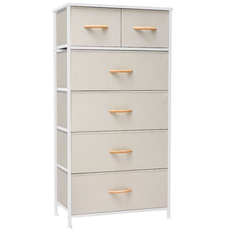 6-drawer Chest Vertical Dresser Storage Tower by Crestlive Products - Beige - 6-drawer