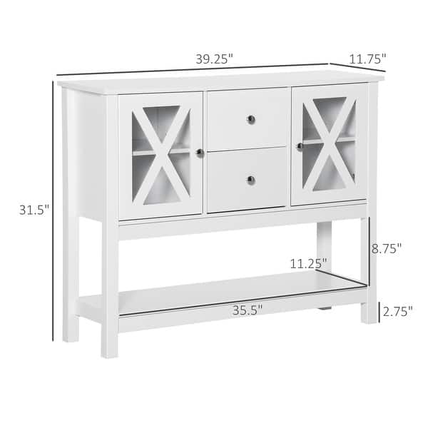 Modern Sideboard, Glass Door Buffet with Adjustable