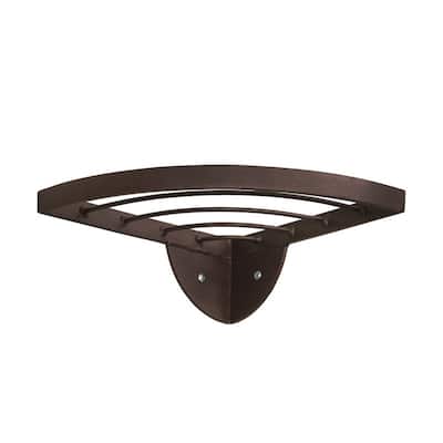Achla Designs 11.8" W Quarter-Round Roman Bronze Wrought Iron Corner Wall Plant Shelf, Powder Coated Finish, Home Accessory