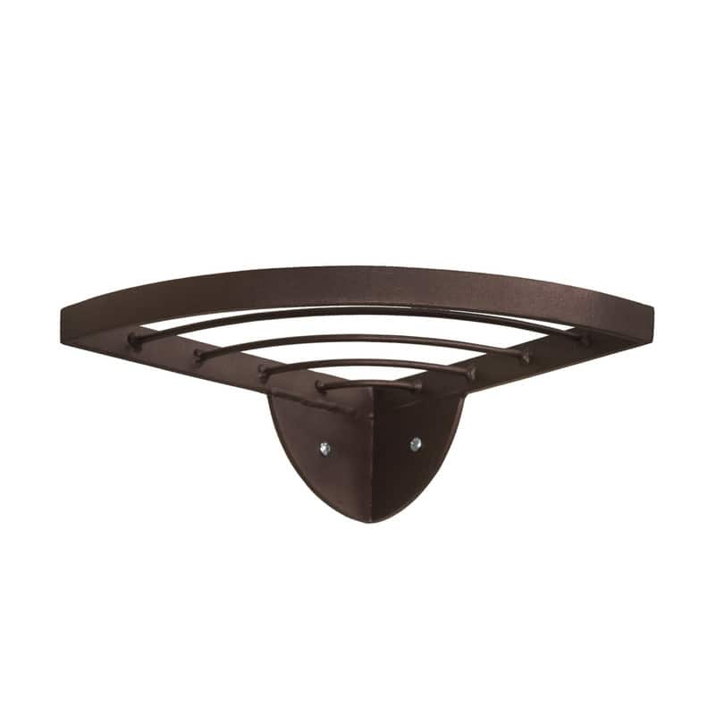 Achla Designs 11.8" W Quarter-Round Roman Bronze Wrought Iron Corner Wall Plant Shelf, Powder Coated Finish, Home Accessory