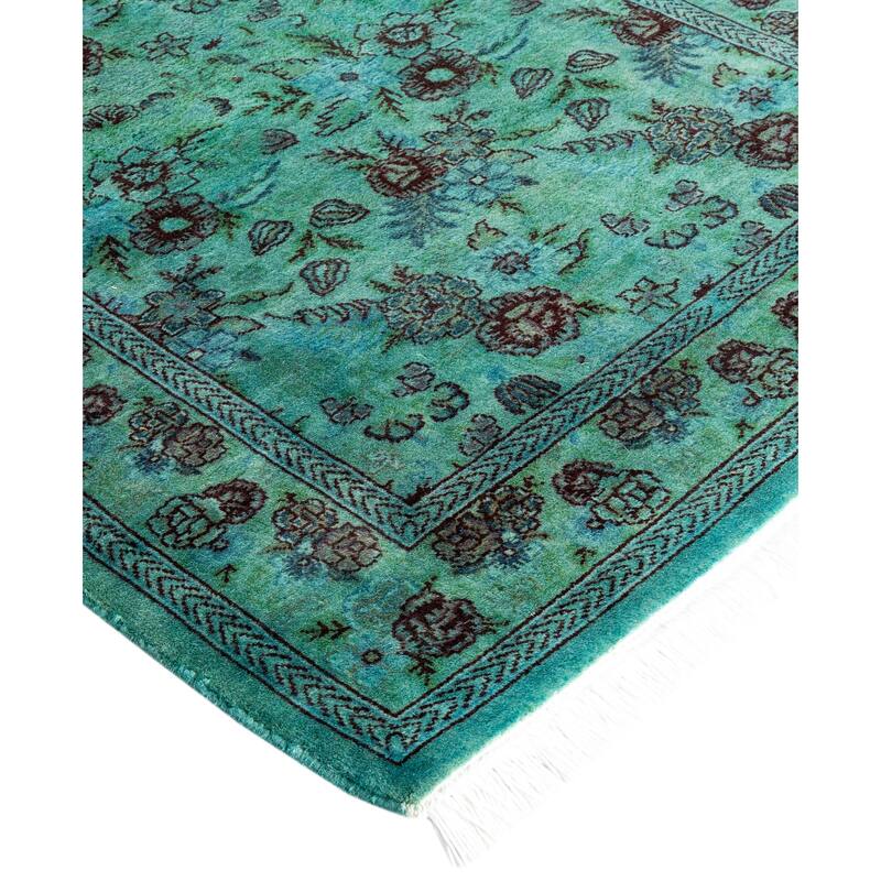 Overdyed One-of-a-Kind Hand-Knotted Area Rug - Green - 2' 8" x 12' 1"