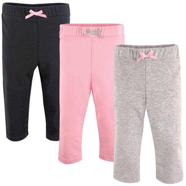 slide 1 of 1, Luvable Friends Baby Girl Cotton Leggings 3pk, Black 0-3 Months - Black