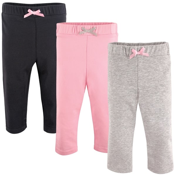 slide 1 of 1, Luvable Friends Toddler Girl Cotton Leggings 3pk, Black Black - 2T