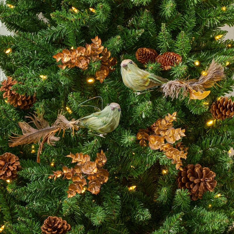 14" Deer Valley Feather Bird Clip Ornament Set of 2