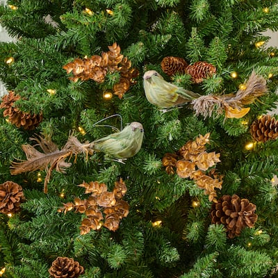 14" Deer Valley Feather Bird Clip Ornament Set of 2
