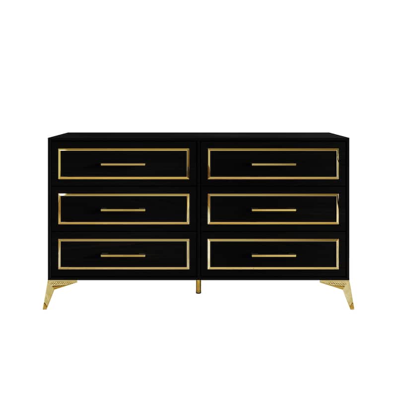 CraftPorch Contemporary Dresser with 6 Drawers - Black