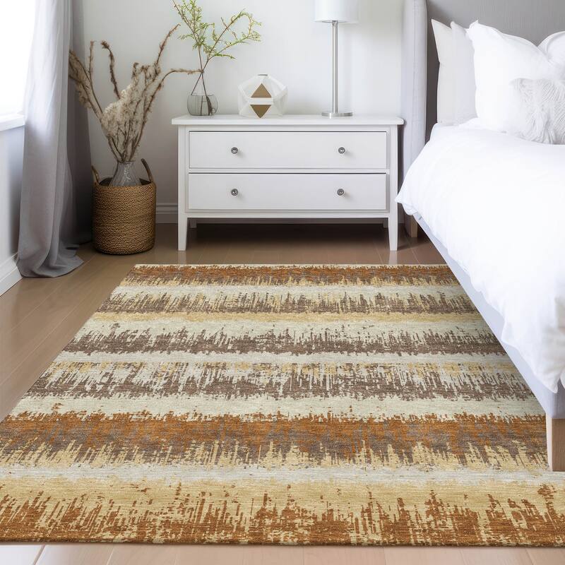Machine Washable Indoor/ Outdoor Abstract Ombre Chantille Rug