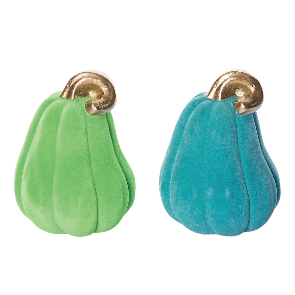 Transpac Medium Terracotta Colorful Pumpkin Set of 2 Halloween Home Decorations