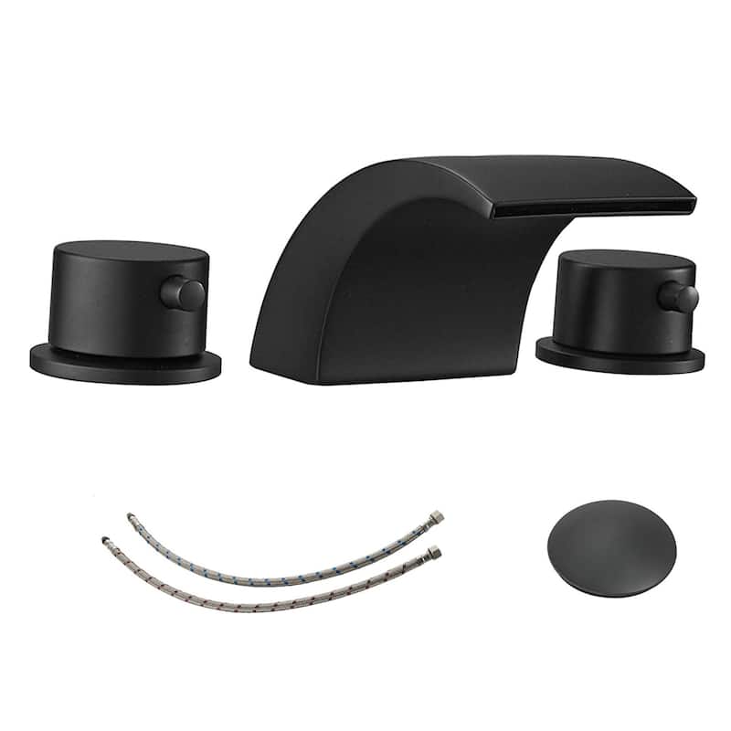 Modern 2-Handle Black/ Chrome Waterfall Bathroom Sink Faucet