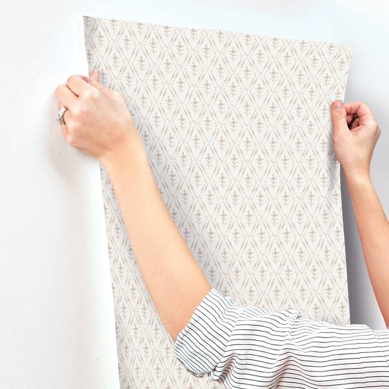 Chris Loves Julia x A-Street Prints Tillie Taupe Diamond Floral Wallpaper