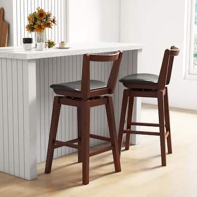 1/2/4 PCS Swivel Counter Height Bar Stool 26'' Upholstered PU Leather