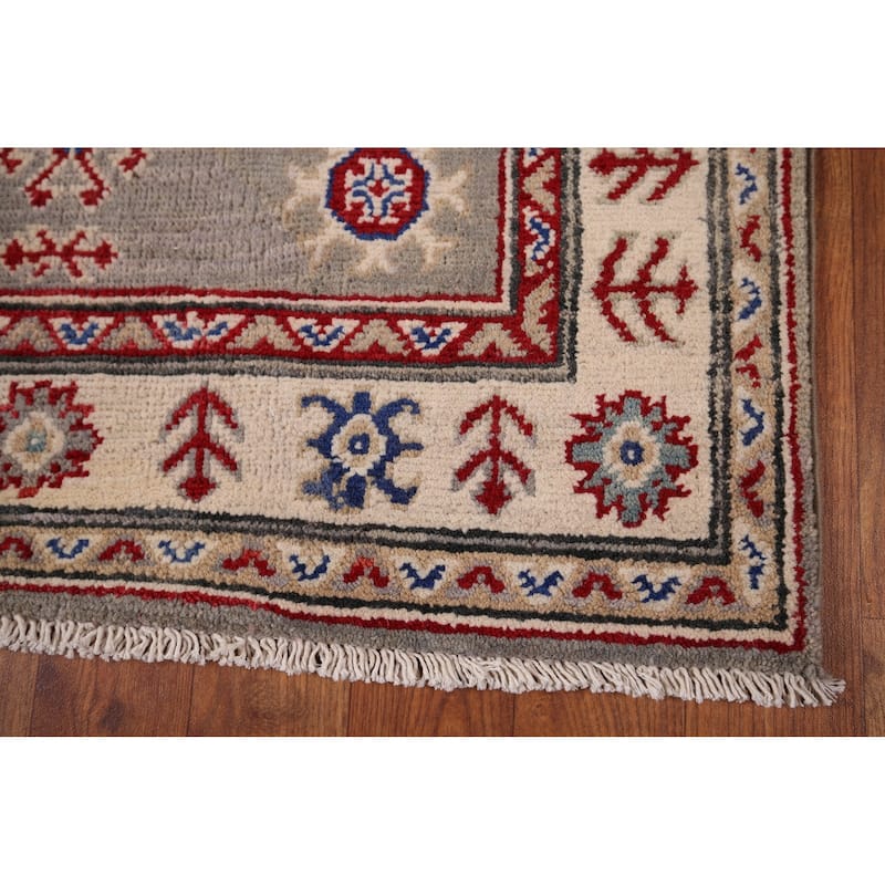 Geometric Kazak Runner Rug Handmade Hallway Wool Carpet - 2'8" x 19'5"