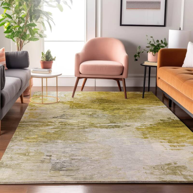 Premium Washable Super Soft Watercolor Mayfield Rug - Gold - 9' x 12'