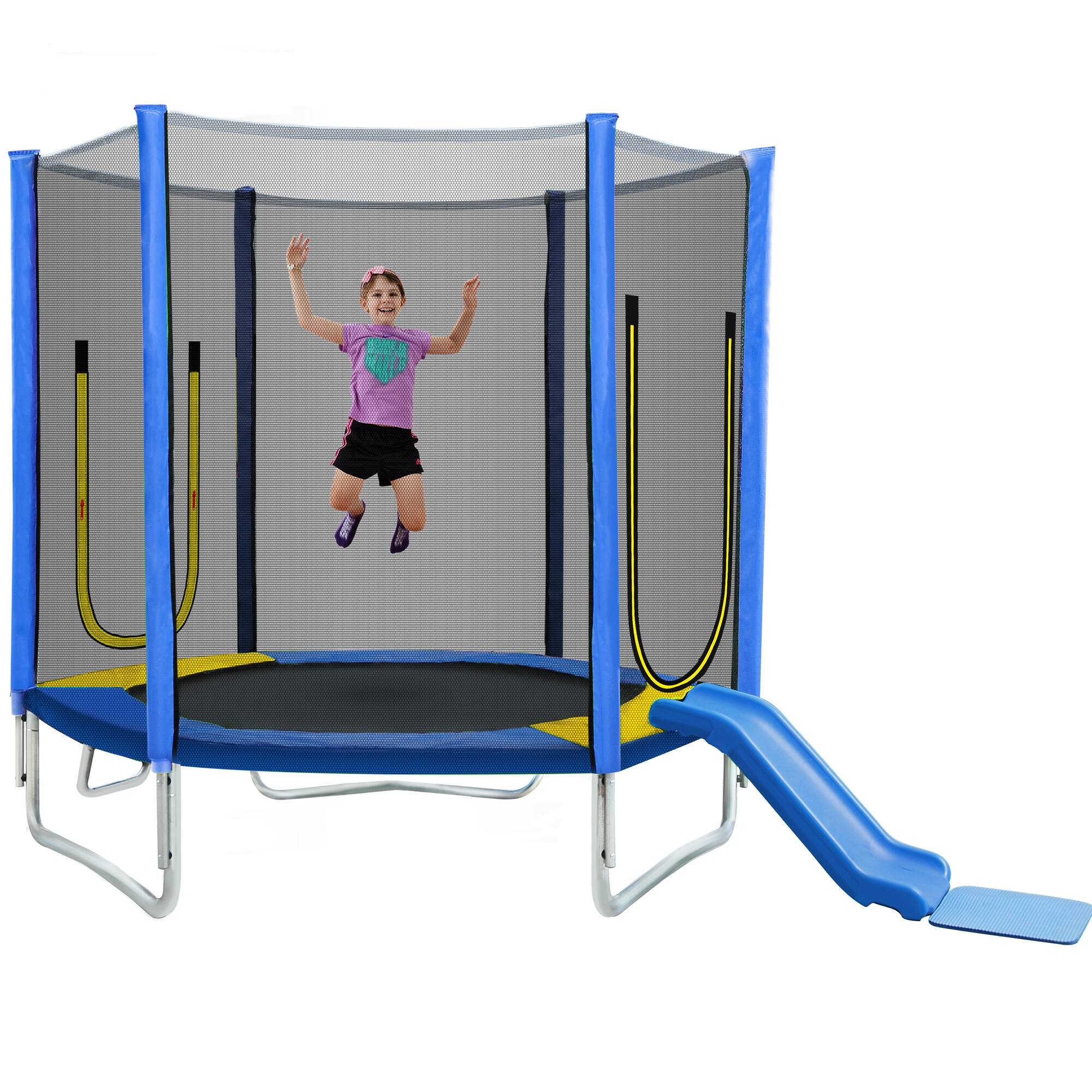 7ft Climb Slide Small Kids Trampoline Blue 7FT Blue