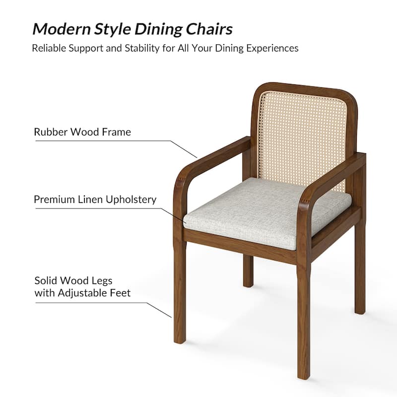 Antoine Modern Ratten Back Dining Chair with Removable Cushion Set of 6 by HULALA HOME