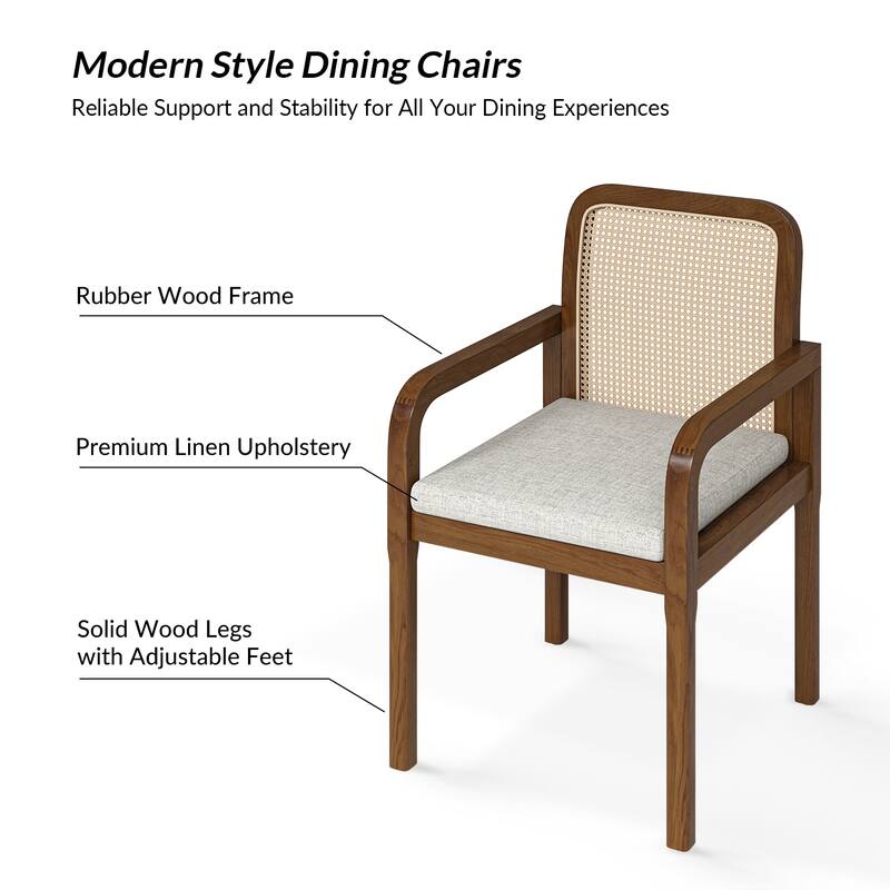 Antoine Modern Ratten Back Dining Chair with Removable Cushion by HULALA HOME
