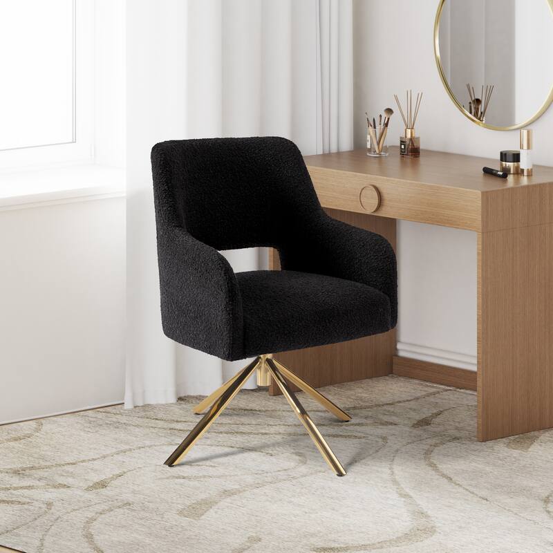 Boucle Polyester Upholstered Swivel Accent Chair - Stain Resistant