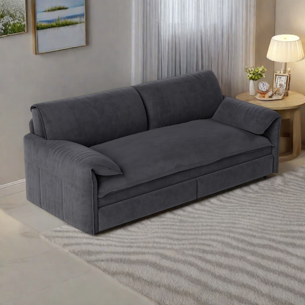 66"Velvet 2-Seater Sleeper Sofa with Side Storage for Living Room,Apartment
