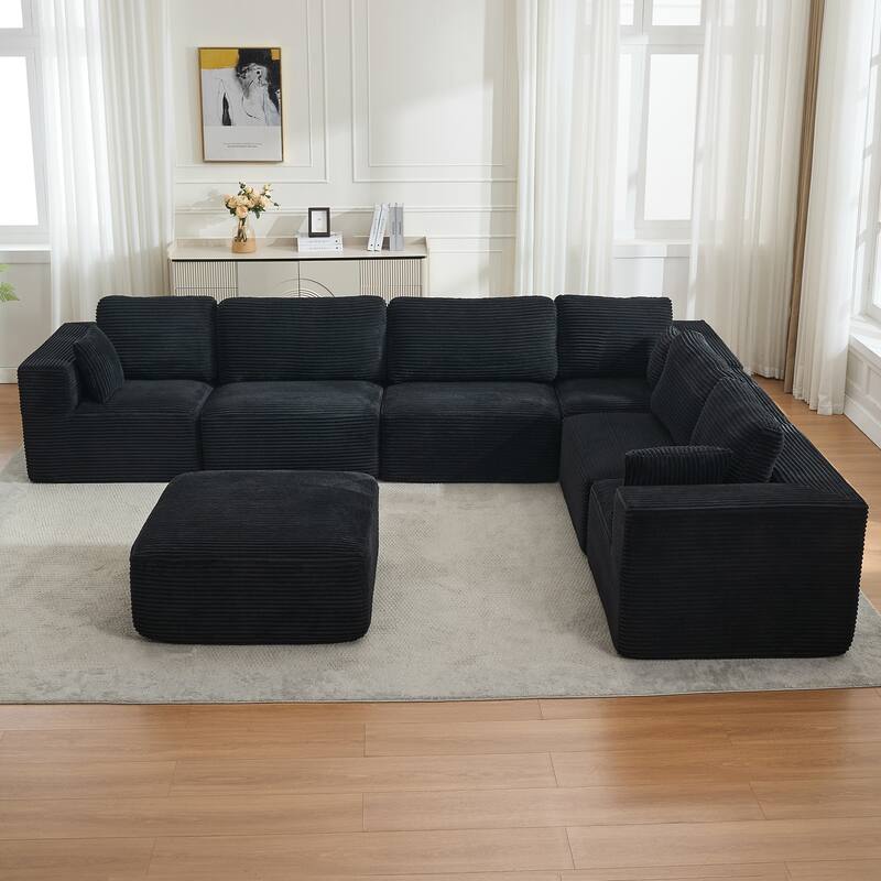 Convertible Corduroy Modular Sectional Sofa
