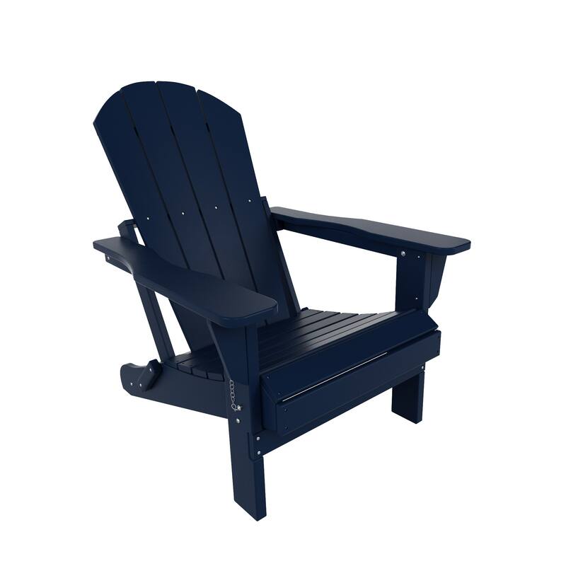 POLYTRENDS Laguna Folding Poly Eco-Friendly All Weather Outdoor Adirondack Chair - Navy Blue