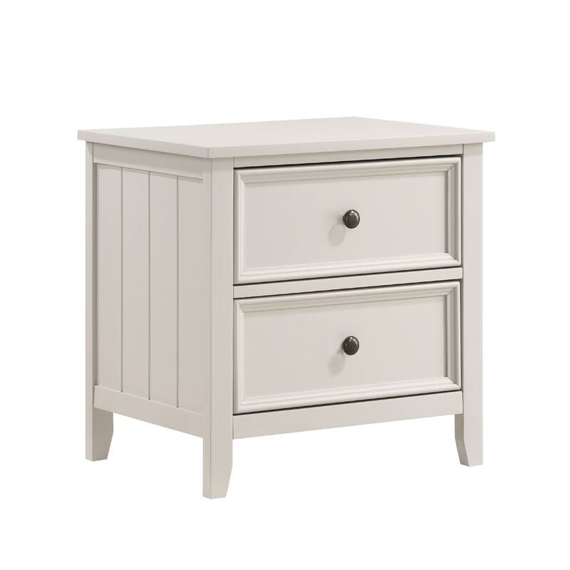 Etgo 2 Drawer Nightstand, 24 Inch, White Melamine Veneer