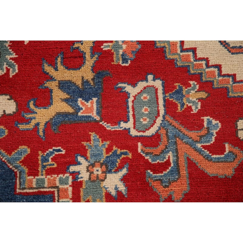 Kazak Living Room Area Rug Handmade Wool Carpet - 6'4" x 9'10"